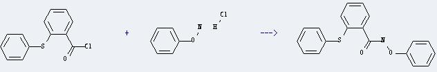 Hydroxylamine,O-phenyl-, hydrochloride (1:1) can react with 2-Phenylthio-benzoylchlorid to get O-phenyl-2-(phenylthio)benzohydroxamic acid